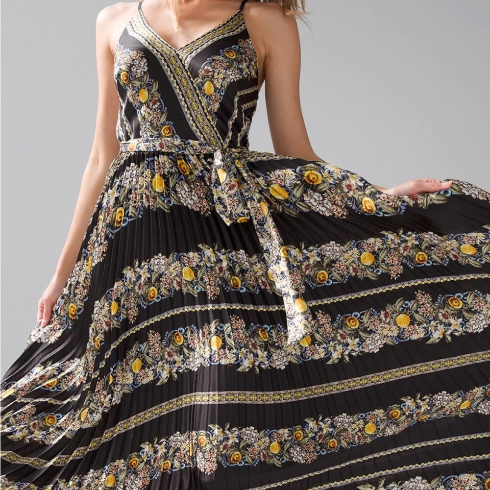 White House Black Market Black and Yellow Floral Maxi Dress - Picture 2 of 3